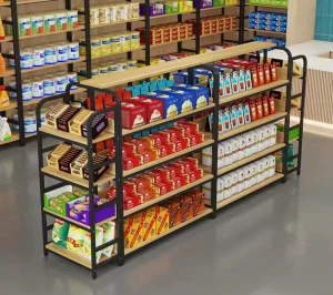 Used Supermarket Center Island Cabinet Multi Tier Candy Display Rack & Heavy Duty Shelving Perfect for Supermarkets