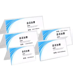V Shaped Clear Acrylic Plastic Name Card Display Holder Table Sign Price Tag for Meeting Card Seating Triangle Design
