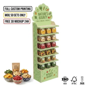 Vegetable Fruit Wood Display Rack Stand Custom Multi Tier Floor Display Stand for Organic Grocery Retail Supermarket