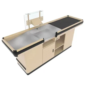 Verified B2B Exporter Under counter Storage Checkout Counter Powder Coated Frame For Modular Layout Planning