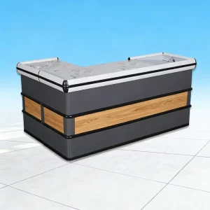 Versatile Checkout Counter for Supermarkets with Display Durable Cashier Counter for Retail Store Use