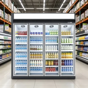 Vertical Air Cooling Refrigerated Beverage Display Cabinet Commercial Drink Showcase for Supermarket Convenience Store