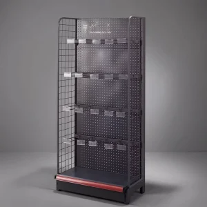 Vertical Pegboard Mesh Display Rack With Detachable Hook Holders for Hardware Snack Accessory Small Item Retail Organizer Unit