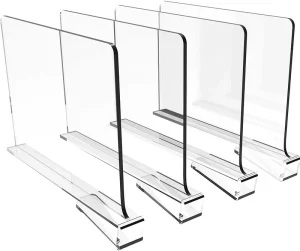 Vertical Plastic Adjustable Shelf Dividers for Closet Organization Durable Clear Acrylic Divider Organizer