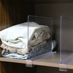 Vertical Plastic for Closet L Shape Partition Organization Durable Clear Acrylic Baffle Organizer Adjustable Shelf Dividers