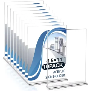 Vertical Store Double Sided Acrylic Sign Holder 8.5”*11” Table Top Menu Place Card Holder A4 A5 T Shape Number Display Stand