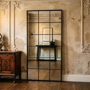 Vintage Black Square Wrought Iron Mirror Rustic Farmhouse Wall Mirror Living Room Entryway Hallway Decor Export Standard Pack