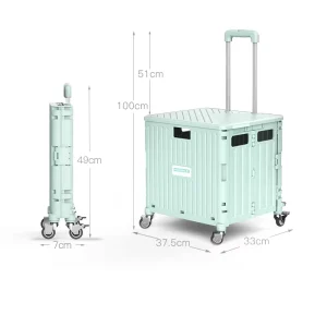 WAHSUN Large Capacity 4 Universal Wheels Multifunction Plastic Shopping Supermarket Trolley Folding Shop Cart