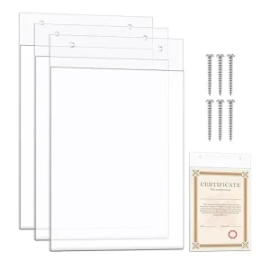 Wall Mount Acrylic Sign Holder with 3M Adhesive Screws and Magnetic Dots for Retail Store Restaurant Office Display