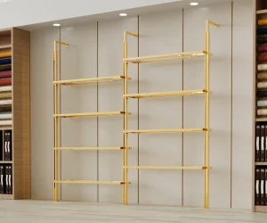 Wall Mounted DIY Adjustable Shelves and Column Industrial Pipe Clothes Rack Tube Connection System Custom Boutique Store Fixture