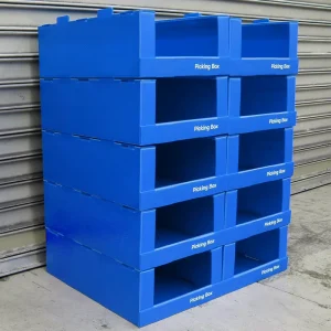 Warehouse Pp Corrugated Plastic Stacking Pick Bins Foldable Storage Recycle Pick Bin Stackable Folding for Clothing Picking Bin
