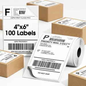 Waterproof 4×6 Rolled Thermal Labels Oil & Scratch Resistant 100×150 Self-Adhesive Stickers for Logistics and Express Delivery