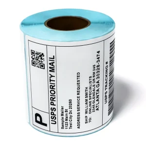 Waterproof Direct Thermal Adhesive Debossed Label Sticker Roll 100x100mm for Logistics Barcode Shipping Labels