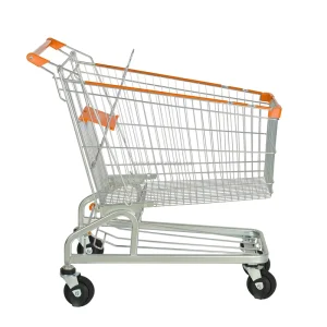 Waterproof Eco Friendly Zinc Plated Galvanized Steel 4-Wheel Hand Trolley Mesh Platform Heavy Duty Corrosion Shopping Cart