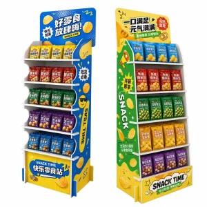 Waterproof PVC Foam Board Tiered POP Floor Display Stand for Snack and Food Retail Promotion