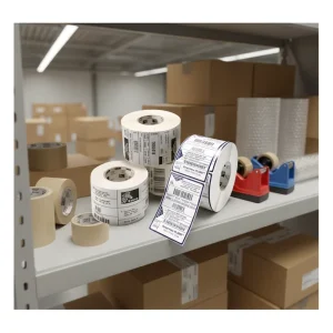 Waterproof Self Adhesive Carbon Ribbon Printing Label Sticker Barcode Shipping Fanfold Recyclable Ecofriendly