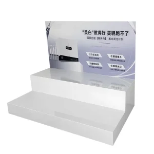 White Acrylic Modern Display Double Layer Stepped 3mm Detachable Acrylic Display Rack for Skincare Products