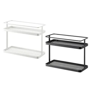 White Black Kitchen Bathroom Organizer Minimalist Storage Rectangle Steel Storage Holders Racks Home Countertop Organizer Rack