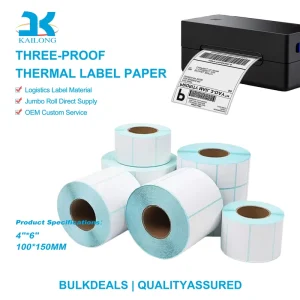 White Direct Thermal Paper Shipping Label Roll 100x150mm High Brightness Self Adhesive Sticker for Logistics Packaging Line