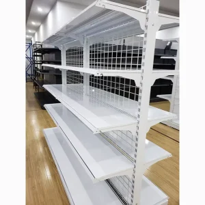White Gondola Shelf Used for Store Shop Supermarket Wire Mesh Shelf