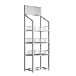 White Metal Beverage Display Stand for Commercial Retail Stores Easy to Assemble Large Load bearing Capacity