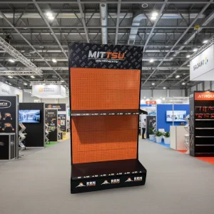 White Metal Supermarket Gondola Shelves Single Sided Retail Exhibition Display Rack Canton Fair Shelving