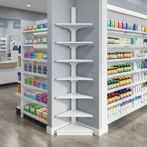 White Powder Coated Outer Corner Supermarket Shelf 2000mm Adjustable Metal Gondola Shelving for Retail Stores