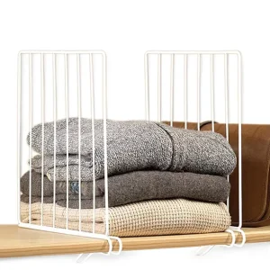 White Wire Metal Bedroom Wardrobe Partition Separator Storage Clothes Adjustable Shelf Dividers Closet Organizer
