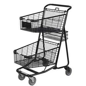 Wire Double Basket Grocery Shopping Cart