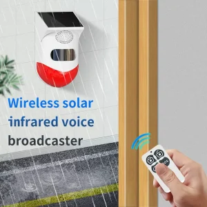 Wireless Solar-Powered Flash Light PIR Motion Detection Burglar Security Anti-Theft Voice Alarm System Door Sensor Siren