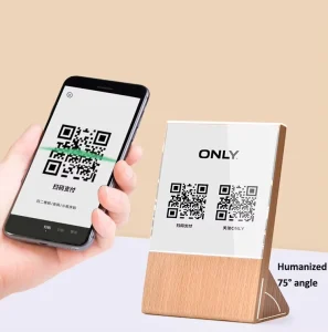 Wood Acrylic Price Tag Pay Qr Menu Holders Display Stand for Coffee Restaurant Shop Market Store Bar