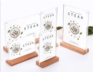 Wood Base Perspex Desk Poster Holder Countertop Clear Acrylic Sign Holders