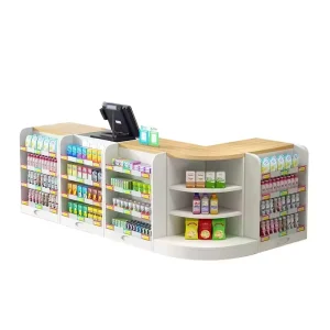Wood Convenience Store Cash Table Grocery Store Cashier Retail Checkout Counter