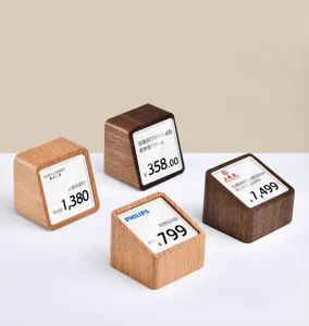 Wood Mini Hotel Restaurant Retail Clothes Jewelry Watch Store Shop Market Price Tag Label Card Holder Holders for Display