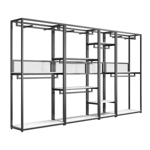 Wood Retail Clothing Display Rack Men’s Clothing Stores Fixtures Suit Display Furniture for Men Clothes Shop