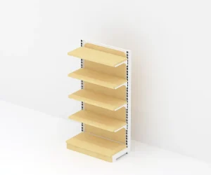 Wood and Metal Supermarket Shelf Gondola Shelving Grocery Store Display Racks with Storage Feature