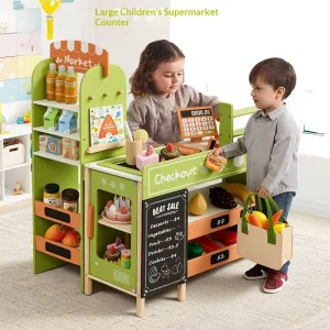 Wooden Children’s Playhouse Checkout Counter Cashier Desk Role-Playing Supermarket Toy