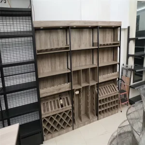 Wooden Metal Wine Cabinet Display Rack Wine Bottle Display Stand