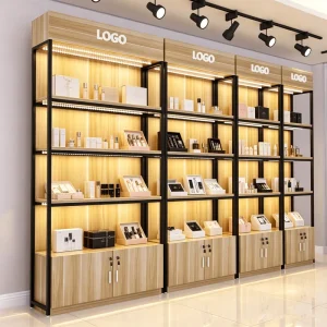 Wooden and Metal Scarf Display Rack for Retail Stores Shopping Mall Accessories Display Shelves