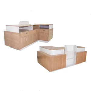 Wooden and Metal Supermarket Shop Checkout Counter Table