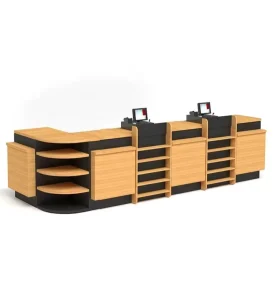 Workbench Front Desk Cashier Counter Custom Wooden Checkout Counter