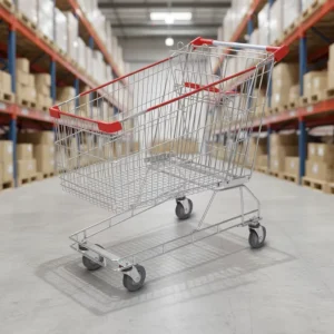 YB-E-212L Asian Style Folding Shopping Cart Trolley with 4” PU Wheels for Stores