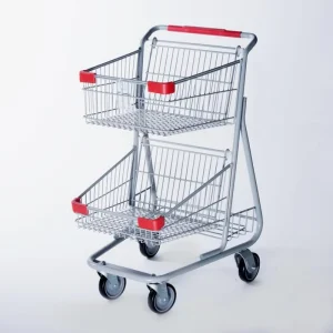YD G Germany Style Supermarket Wire Shopping Trolley with Double Baskets