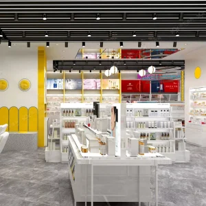 YHeS A02 Perfume Store Display Cabinet Grey Series Cosmetic Store Fixtures Furniture for Cosmetic Store Design