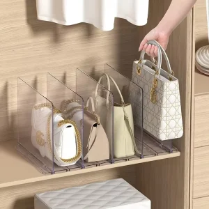YQ908 Item Transparent Three Compartment Storage Closet Divider Thicker Bag Closet Plastic Shelf Dividers