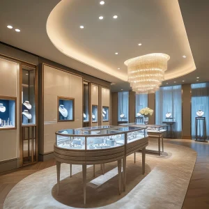 Yoshing Jewelry Store Retail Fixtures Display Showcase Custom Glass Wooden LED Eco Friendly Display Cabinets for Jewelry Shop