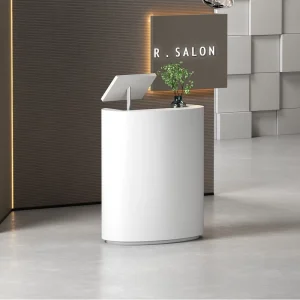 Zhuoke Customizable MDF Reception Desk White Pillar Podium & Bar Counter for Women’s Clothing Store Cash Register