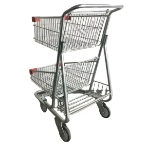Zinc Coating Two Tier Shopping Cart