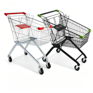 Zinc Plated Supermarket Shopping Trolley Metal Grocery Cart for Retail Store Custom Logo
