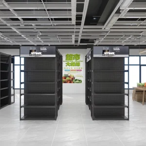 12# Combination Display Rack Supermarket Metal Store Shelf With Perforated Design